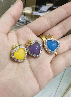 泰泰特色工艺品手工水钻爱心吊坠黄色紫色随机发