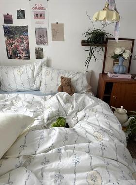 床ins学风纯棉棉100床上四GET件套床品被套被全罩床单生宿舍三件