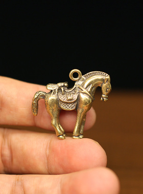 迷你黄铜马上赢常赢钥匙扣挂件