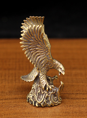 纯铜大展宏图雄鹰迷你小摆件实心黄铜老鹰展翅飞鸟礼品书房工艺品