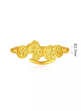 马上有钱花生肖马开口戒指女可调节时尚指环轻奢百搭高级感设计