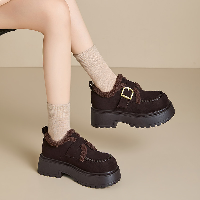 英伦风加绒厚底雪地靴女2025冬季休闲魔术贴保暖一脚蹬百搭棉鞋女,淘宝优惠券,粉丝福利购,淘宝优惠卷