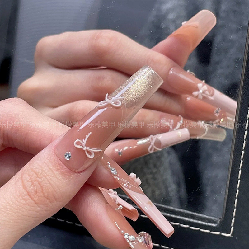 乐檬甲片4.3欧美水管方穿戴甲片超薄无痕超长方美甲贴片延长甲片,淘宝优惠券,粉丝福利购,淘宝优惠卷