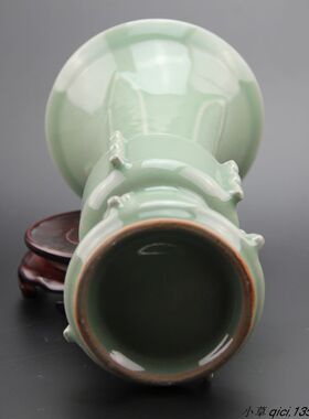 龙泉青瓷书房仿古风花瓶手工艺品