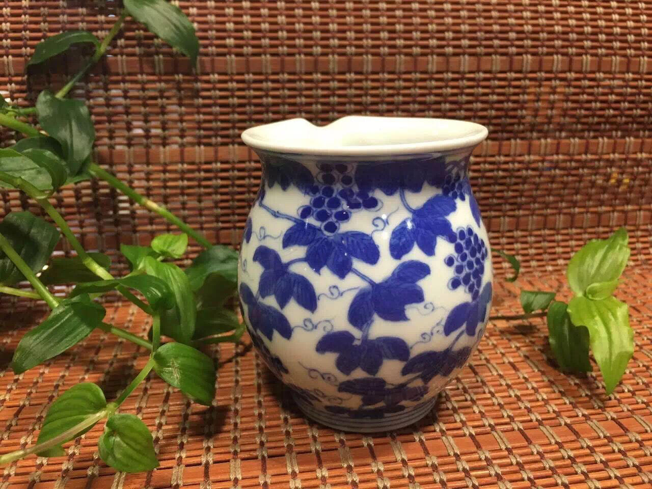 老贵和祥茶具 热销青花葡萄公道杯 分茶器景德镇老款作品品牌特卖