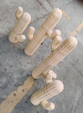 北欧藤编假仙人掌装饰摆件 落地仿真迷你仙人掌拍照道具天然