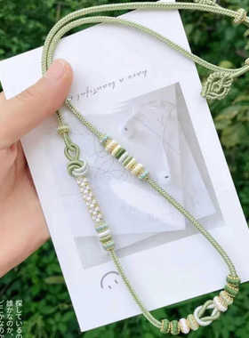 纯编绳绿色双挂双悟空结酒窝结桃花结金叶子可配饰品