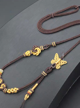 毛衣链绳手工八股蝴蝶绿项链挂件配饰长款民族风百搭简约挂链吊链