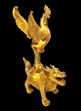 定制金鸡龙龟纯铜中式摆放龙龟