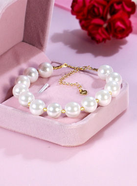 s925银链 贝壳珍珠手链潮网红简约ins手饰闺蜜手串饰品