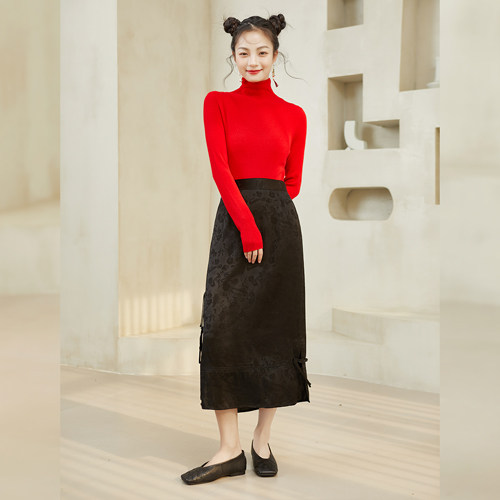 qs秸熙2022春新款复古新中式半身裙 秸熙服饰半身裙