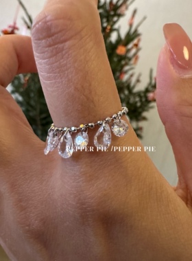 辣椒派不掉色春夏银河水滴闪钻锁骨链女 钛钢钻石切割调节项链