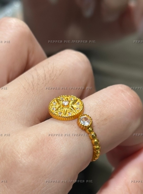 辣椒派 黄金色八芒星罗盘开口戒指女轻奢高级感小众设计感食指戒