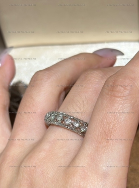 辣椒派 仙气儿～蕾丝网兜镶钻镂空编织戒指女 立体手工艺制作轻奢