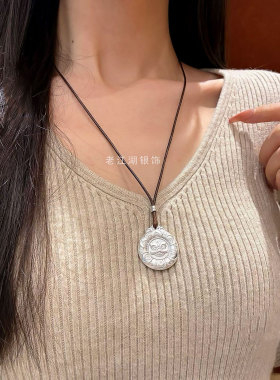 9999纯银吉言醒狮实心吊坠项链