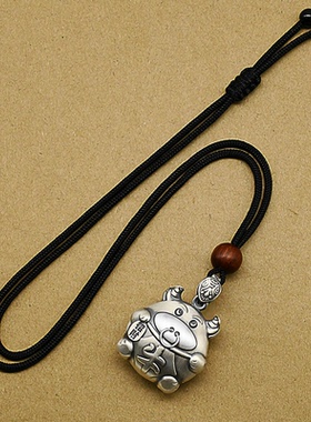 纯银生肖牛本命年属相吊坠复古风