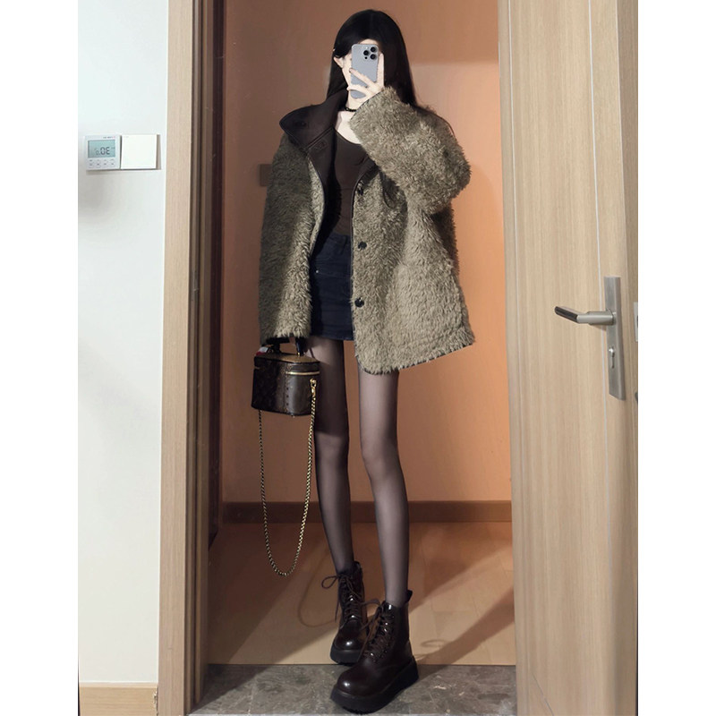 美拉德复古两面穿毛毛外套超好看机车夹克皮毛一体外套女冬季新款,淘宝优惠券,粉丝福利购,淘宝优惠卷