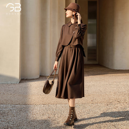 Gubang fake two-piece dress for women 2025 autumn new style