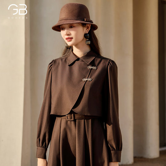 Gubang fake two-piece dress for women 2025 autumn new style