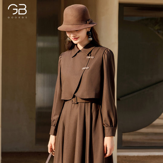 Gubang fake two-piece dress for women 2025 autumn new style