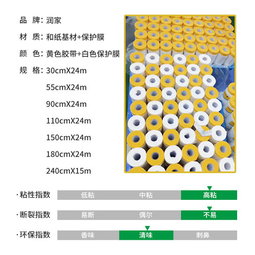 润家油漆喷涂保护膜 汽车遮蔽膜 和纸 硅藻泥 家具墙面遮挡膜包邮 - 图1