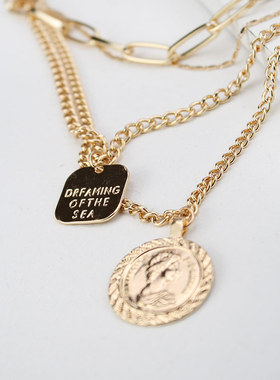 项链金属多层项链锁骨链女叠戴