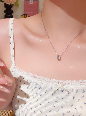 轻奢双环爱心项链女小众设计感锁骨链新款高级感百搭送女友礼物夏