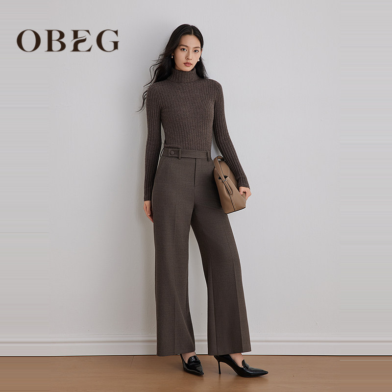 【商场同款】OBEG欧碧倩通勤羊毛阔腿裤长裤2025冬新款女10504052,淘宝优惠券,粉丝福利购,淘宝优惠卷