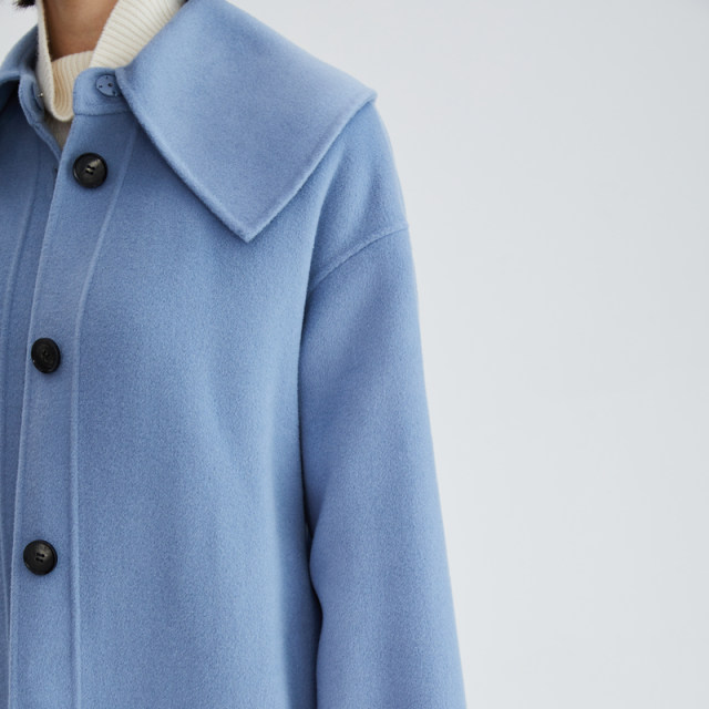 Obi-Qian wool double-sided wool coat