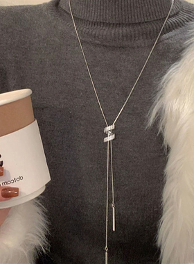 新款波西米亚风锆石螺旋毛衣项链