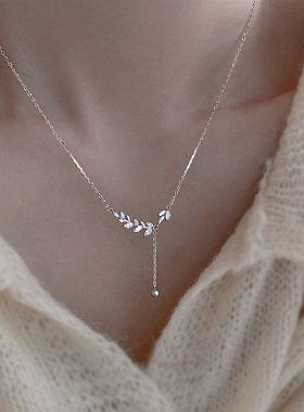 闪钻麦穗项链女款精致百搭简约气质日常通勤时尚设计感送礼饰品女