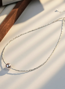 新款碎银子珍珠锁骨链时尚精致通勤简约百搭时尚气质显气质锁骨链