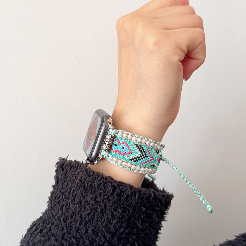 民族风编织尼龙金属s10串珠iwatch表带适用新款小众s9苹果se手表8 - 图3