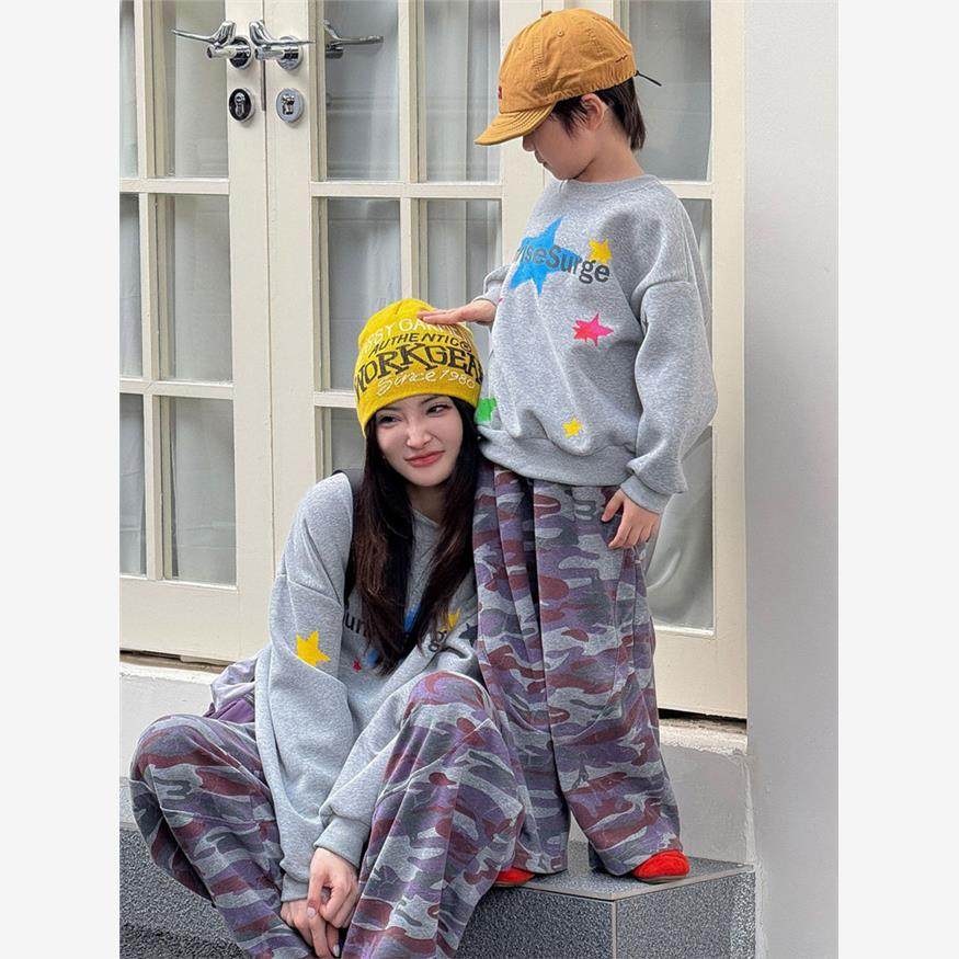 高端炸街亲子装一家三口长袖卫衣母子装洋气2025新款秋装亲子服装,淘宝优惠券,粉丝福利购,淘宝优惠卷