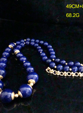 跨境潮流时尚配饰天然青金石串珠项链同款铜耳勾耳环复古风毛衣链