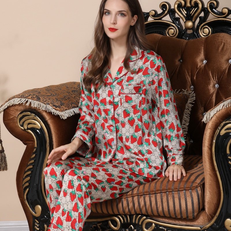 冰丝春夏秋冬长袖长裤仿真丝绸睡衣 姬斯德妮睡衣/家居服套装