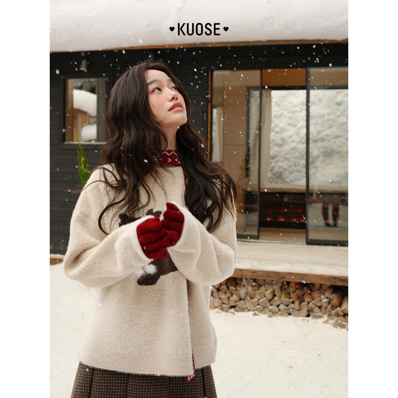 阔色费尔岛毛衫飘带上衣毛衣25秋冬季女针织衫内搭毛绒宽松新款,淘宝优惠券,粉丝福利购,淘宝优惠卷