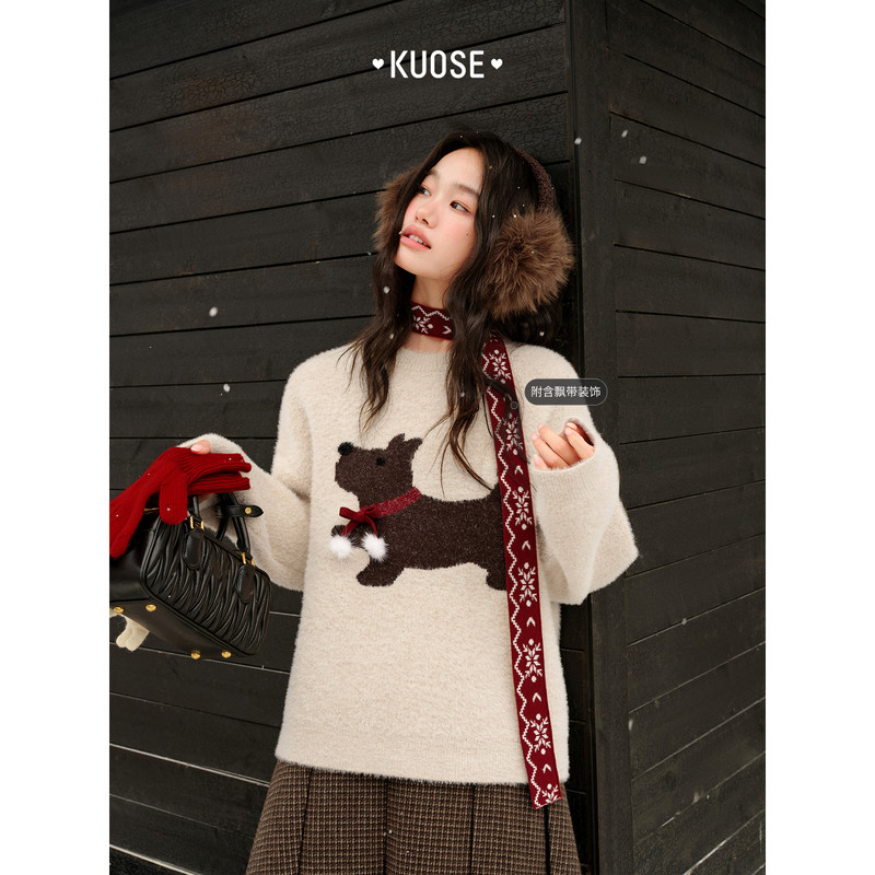 阔色费尔岛毛衫飘带上衣毛衣25秋冬季女针织衫内搭毛绒宽松新款,淘宝优惠券,粉丝福利购,淘宝优惠卷