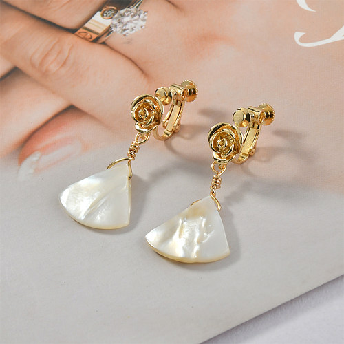 天然珍珠贝母贝壳扇形吊坠diy手工项链耳环饰品材料配件 - 图0