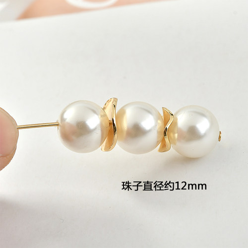 铜镀18k真金色波浪卷边圆形保色中间孔隔片珠diy耳环手链饰品配件 - 图0