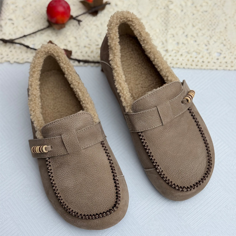 真皮加绒勃肯鞋女内增高冬季加厚保暖乐福鞋防滑休闲豆豆鞋二棉鞋,淘宝优惠券,粉丝福利购,淘宝优惠卷