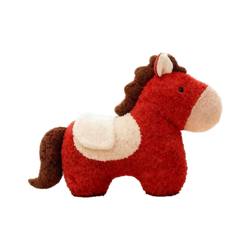 马年吉祥物玩偶毛绒玩具抱枕沙发装饰可爱小红马公仔新年礼物 - 图3