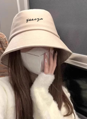 Yeecya高档刺绣渔夫帽子显脸小水桶遮阳盆帽男女65cm大头围加大码