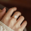 Natural freshwater pearl ring for women, light luxury and elegant open ring (sunflower)