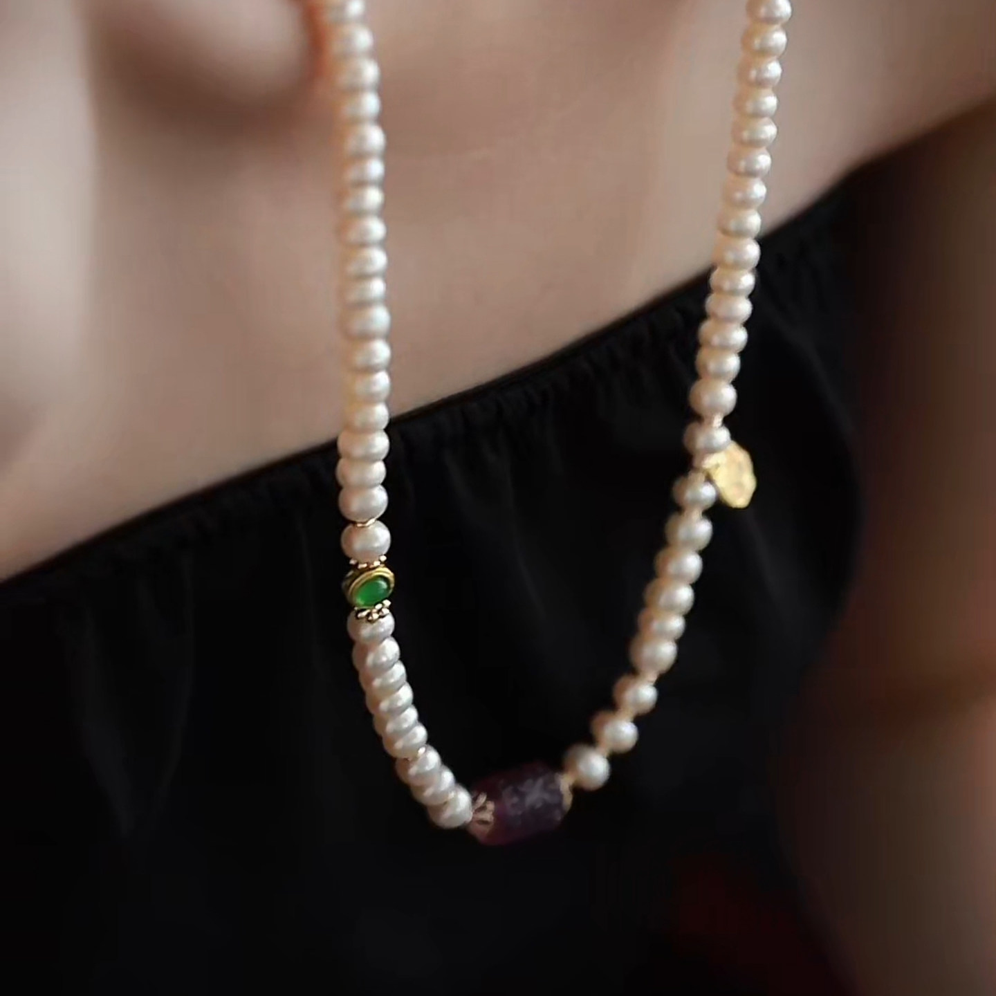 【箨兮】天然淡水珍珠项链女款 65cm 新中式优雅萤石长款毛衣链,淘宝优惠券,粉丝福利购,淘宝优惠卷
