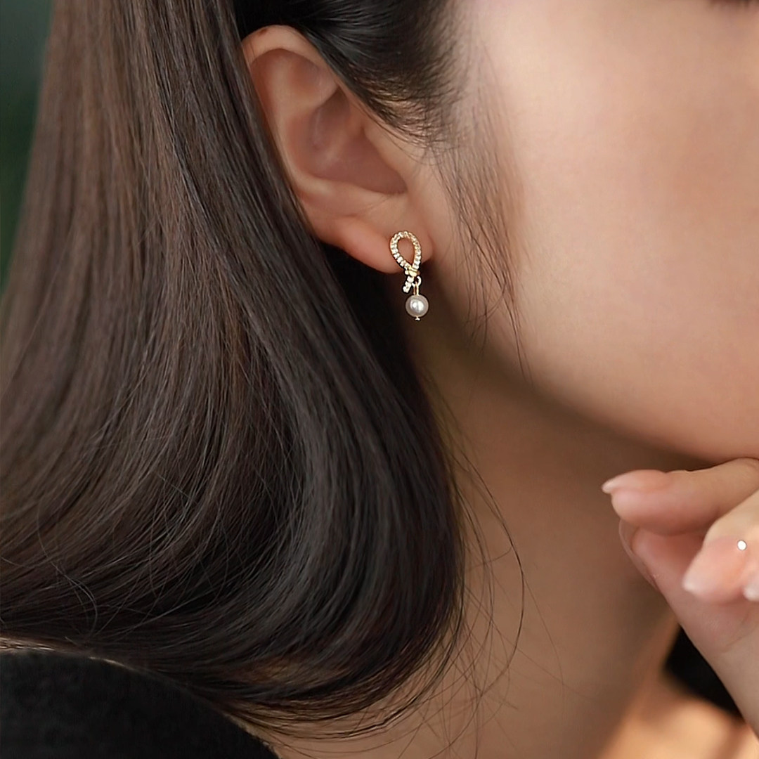 【净雅】天然淡水正圆珍珠耳钉女 交叉流苏轻奢时尚小众耳环耳饰,淘宝优惠券,粉丝福利购,淘宝优惠卷