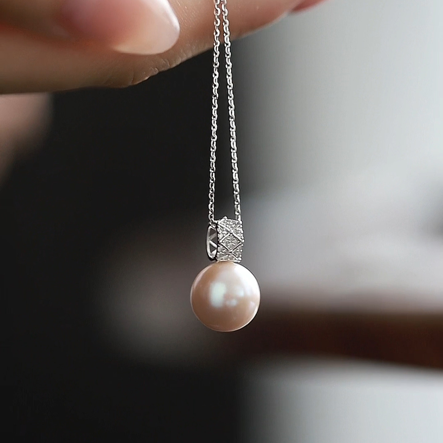 【伴星】天然淡水珍珠吊坠女款 经典正圆强光爱迪生轻奢项链颈链,淘宝优惠券,粉丝福利购,淘宝优惠卷