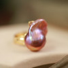 Natural Freshwater Baroque Ring for Women Purple Elegant Elegant Temperament High-end Open Ring
