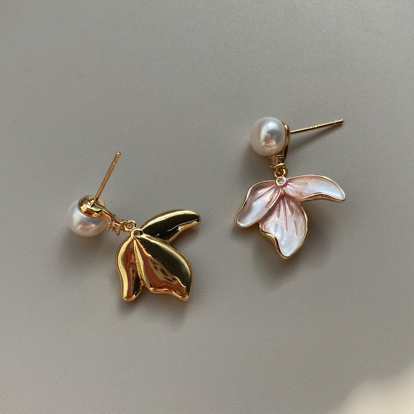 【花雾】天然淡水珍珠耳钉女款清新甜美时尚淡粉花瓣气质耳环耳饰,淘宝优惠券,粉丝福利购,淘宝优惠卷