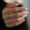 Natural freshwater round pearl ring for women, exquisite design, simple double layer adjustable ring